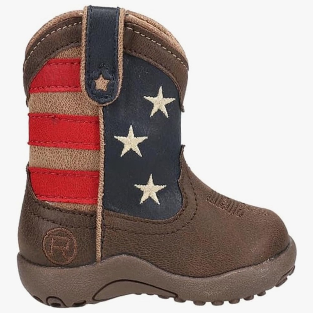 Baby's Brown and Navy American Flag Boots